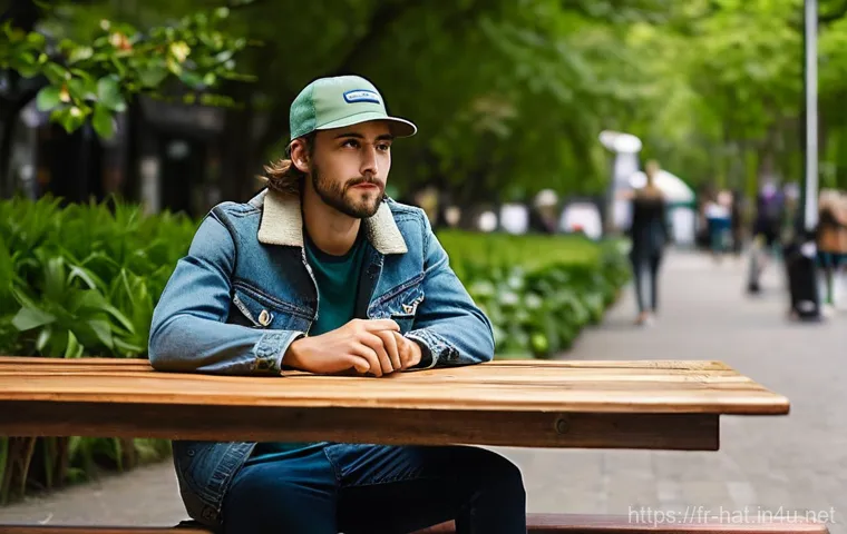 프라이탁 친환경 캡과 파타고니아 트러커 캡 추천 - **Prompt 2 (Patagonia Cap - Outdoor Adventure):**
    "A person in their late twenties to early thir...